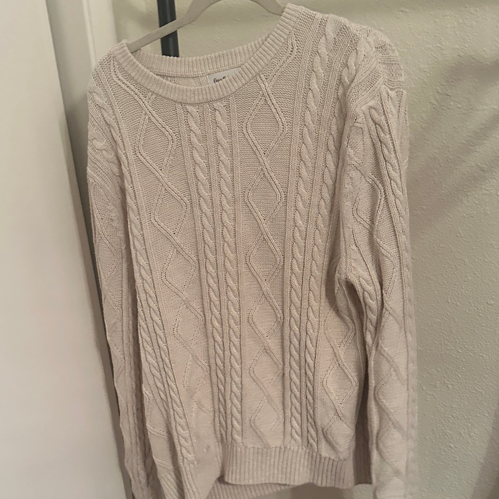 Oversized Cream Cable Knit Sweater